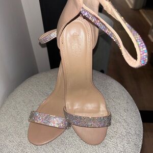 Charlotte Russe Nude Heels with Glittering Straps